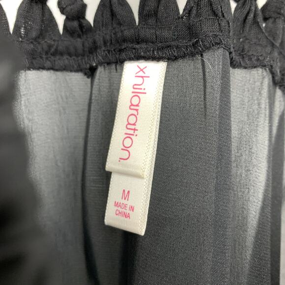 Xhilaration Halter Mini Dress Womens Size Medium Black Lattice Back - Picture 5 of 6